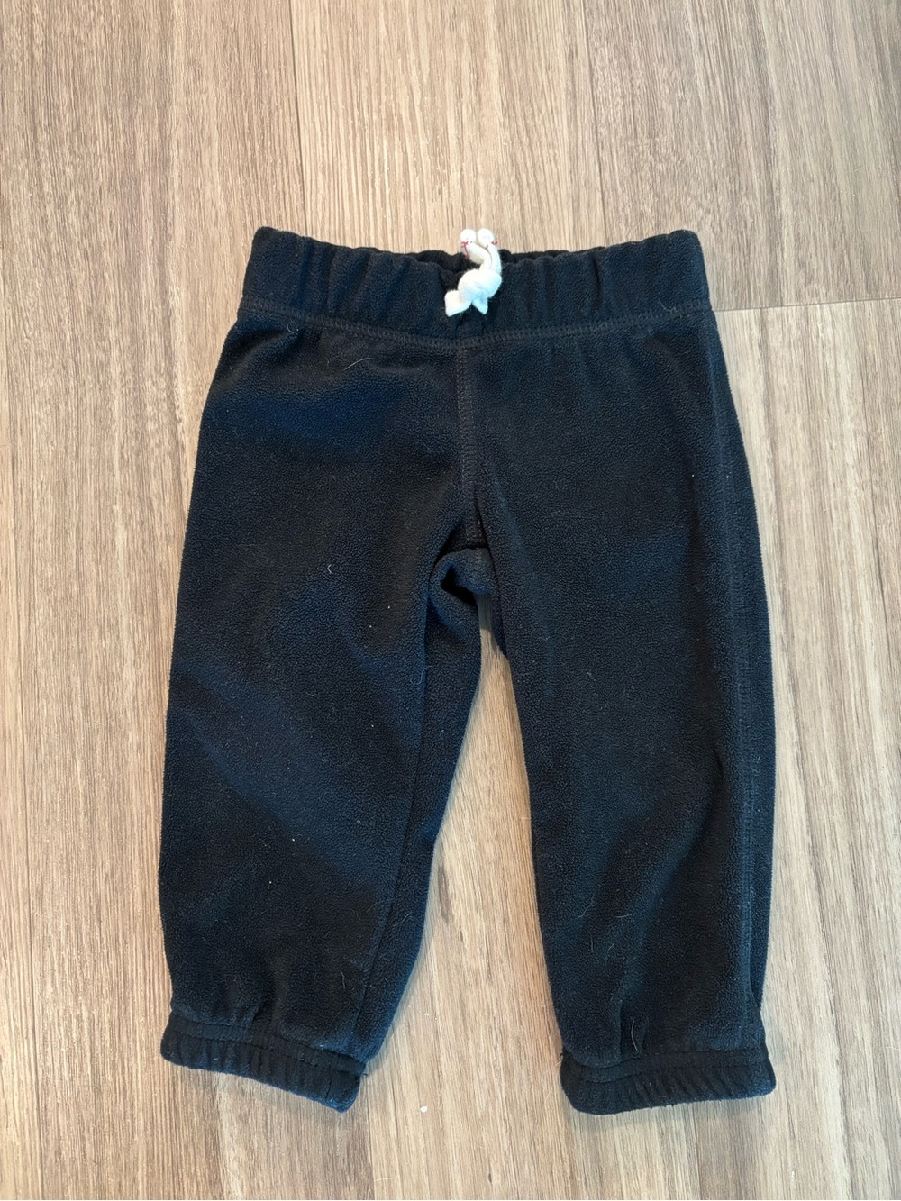 Carter's Black Fleece Jogger Pants with Drawstring - 12M